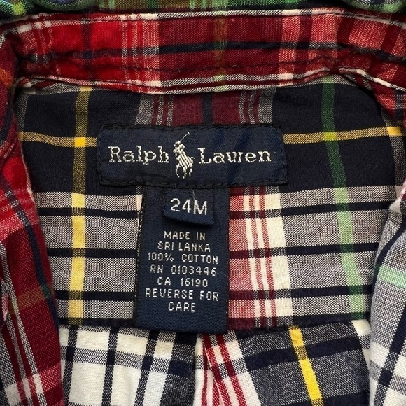 RALPH Lauren Plaid Button-Down Shirt Baby Boys 24 months - Picture 5 of 5